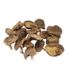 Dried shiitake mushrooms on a white background, perfect for enhancing soups and stir-fries.