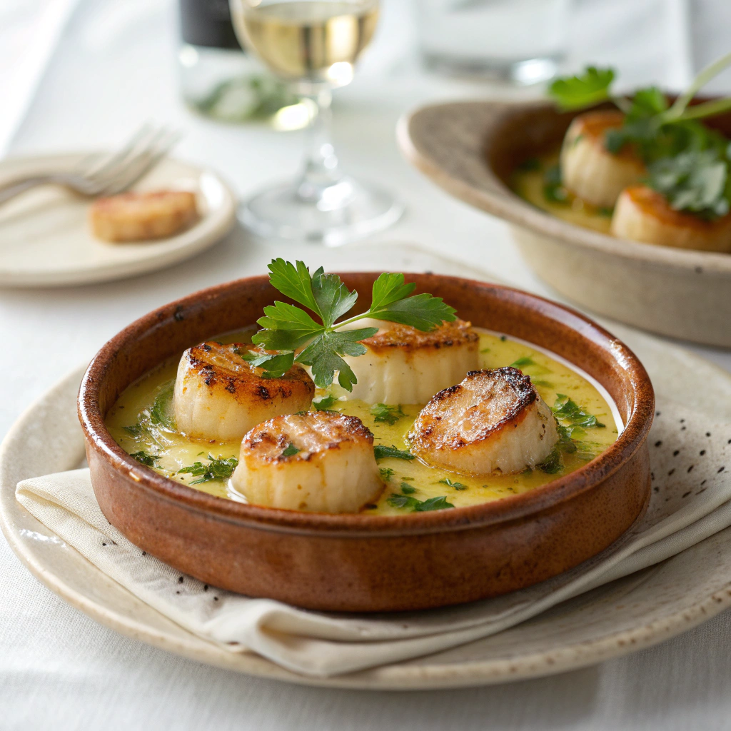 King Oyster “Scallops” in Garlic Lemon Butter